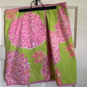Lilly Pulitzer Pink & Lime Green Floral Wrap Skirt